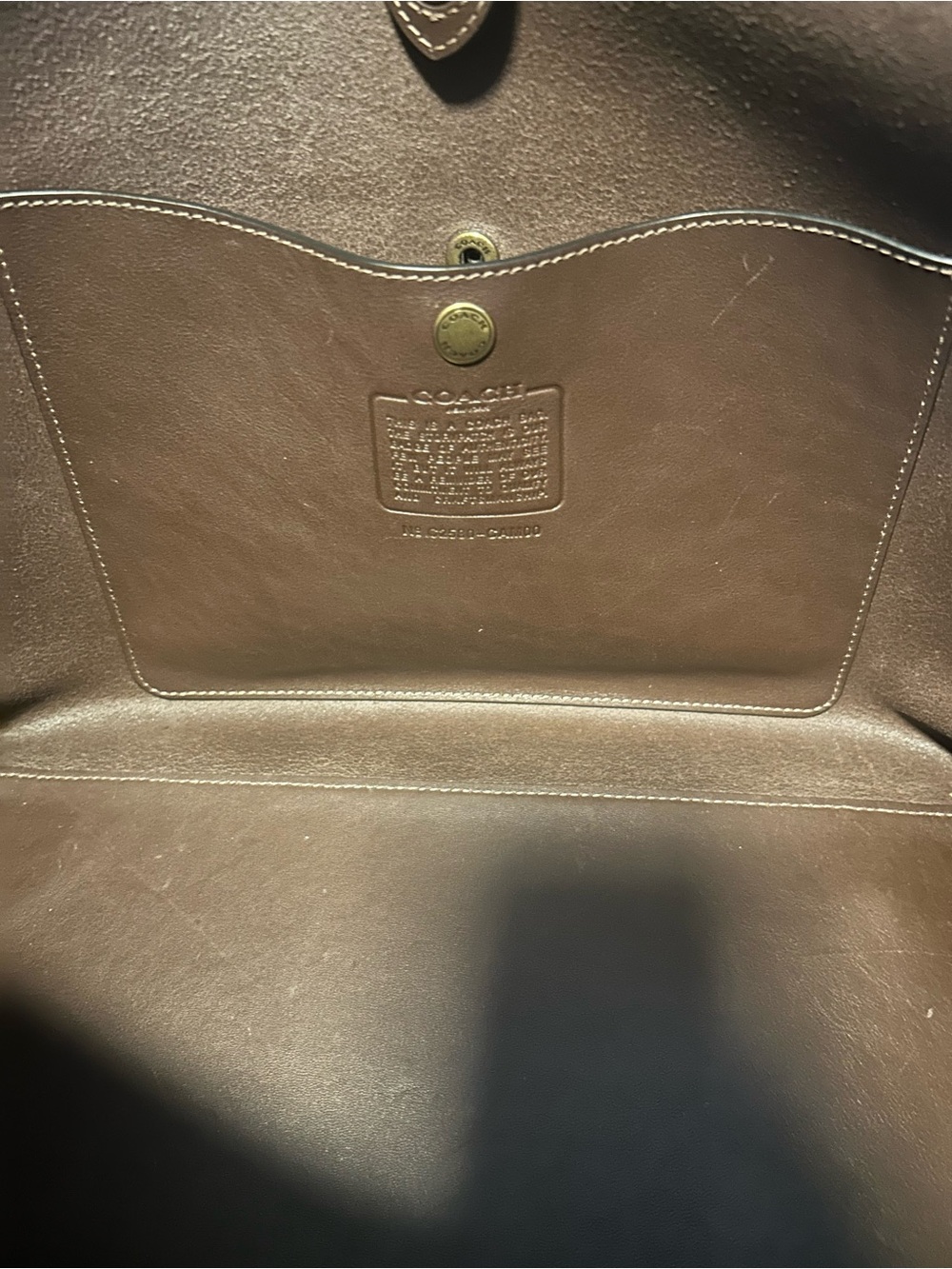 Coach Brown Leather Tote with Gold-Tone Accent - Picture 6 of 6